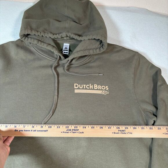 Dutch Bros "The Dutch Creed" Pullover Hoodie Olive Green Mens Large Coffee - Picture 8 of 9